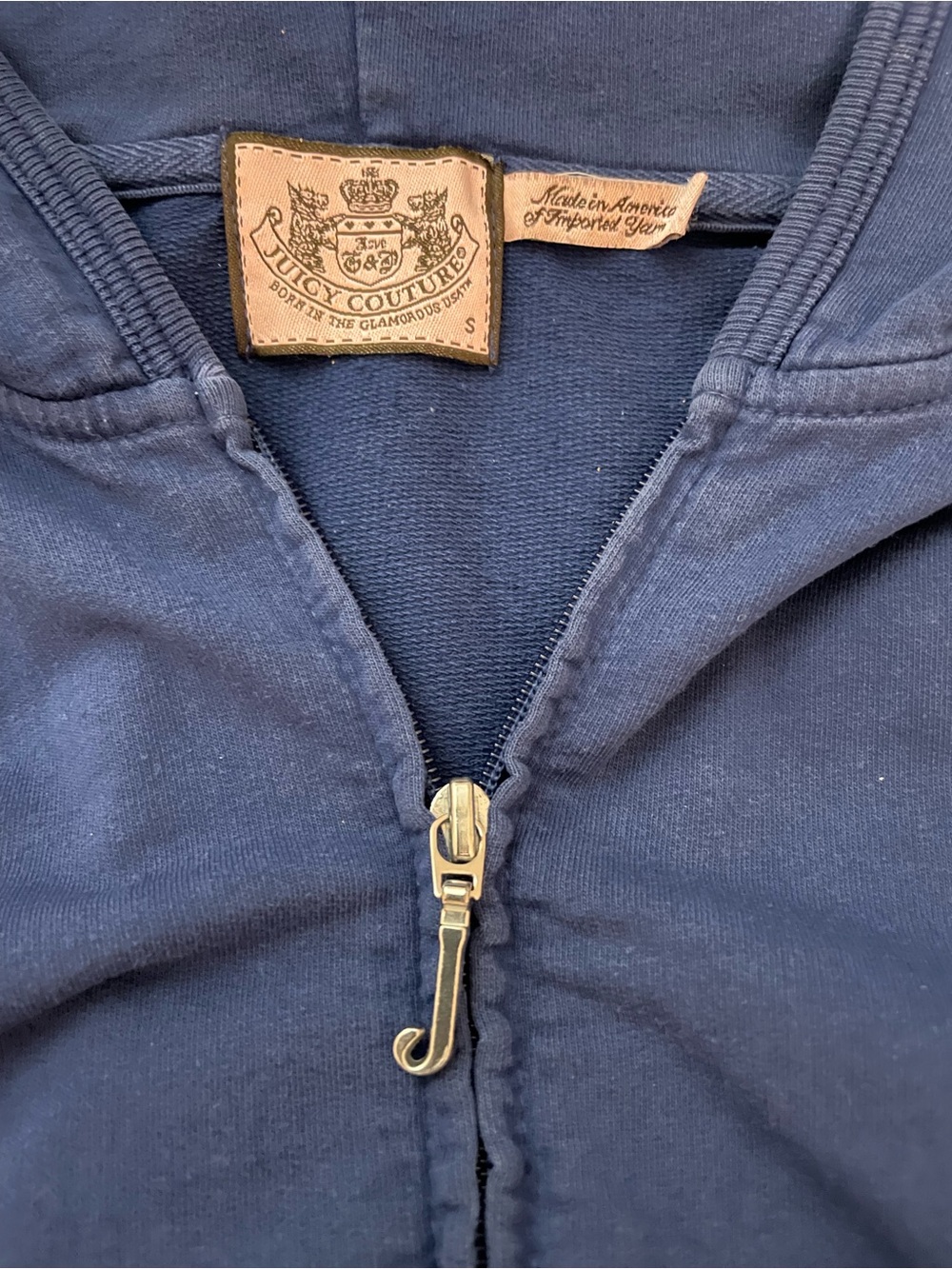 Juicy Couture Blue Zip Hoodie with Queen Back Graphic - Picture 5 of 6